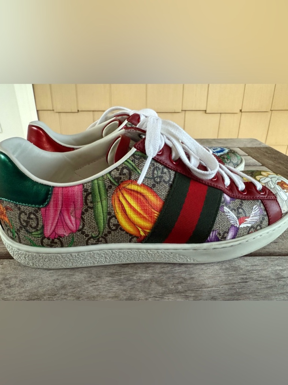 Gucci Ace Blooms GG Supreme Floral Sneakers 36.5 6.5 Full set w/box - Picture 3 of 16
